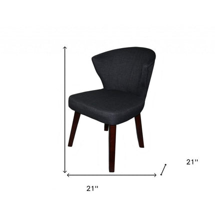 Charcoal and Espresso Cotton and Solid Wood Dining Side Chair HomeRoots