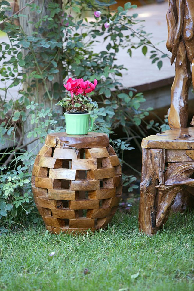 Garden Age Habini Teak Oval Puzzle Stool-47213