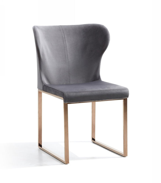Gray and Gold Upholstered Fabric Wing Back Dining Side Chair HomeRoots