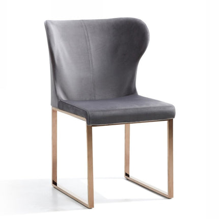 Gray and Gold Upholstered Fabric Wing Back Dining Side Chair HomeRoots