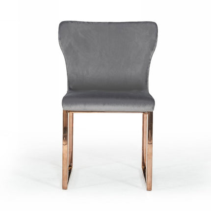 Gray and Gold Upholstered Fabric Wing Back Dining Side Chair HomeRoots