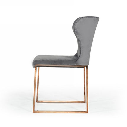 Gray and Gold Upholstered Fabric Wing Back Dining Side Chair HomeRoots