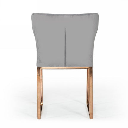 Gray and Gold Upholstered Fabric Wing Back Dining Side Chair HomeRoots