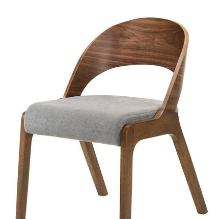 Set of Two Gray and Brown Upholstered Fabric Curved Back Dining Side Chairs HomeRoots