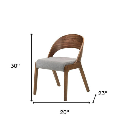 Set of Two Gray and Brown Upholstered Fabric Curved Back Dining Side Chairs HomeRoots
