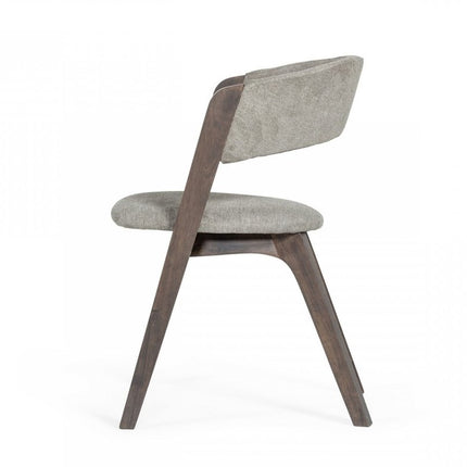 Set of Two Gray and Brown Upholstered Fabric Dining Arm Chairs HomeRoots