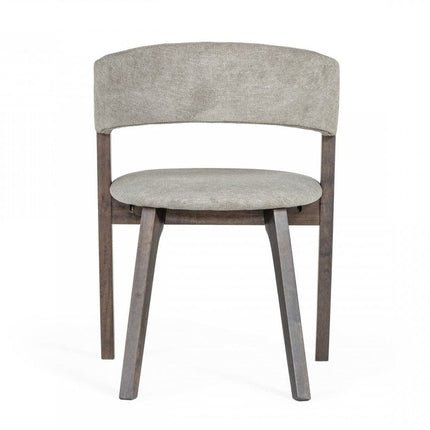 Set of Two Gray and Brown Upholstered Fabric Dining Arm Chairs HomeRoots