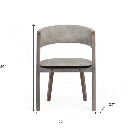 Set of Two Gray and Brown Upholstered Fabric Dining Arm Chairs HomeRoots