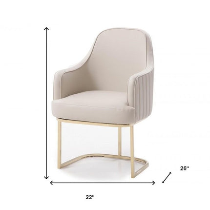 Gray and Gold Upholstered Fabric Dining Arm Chair HomeRoots