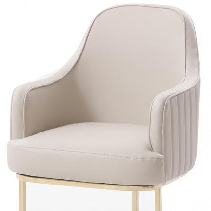 Gray and Gold Upholstered Fabric Dining Arm Chair HomeRoots