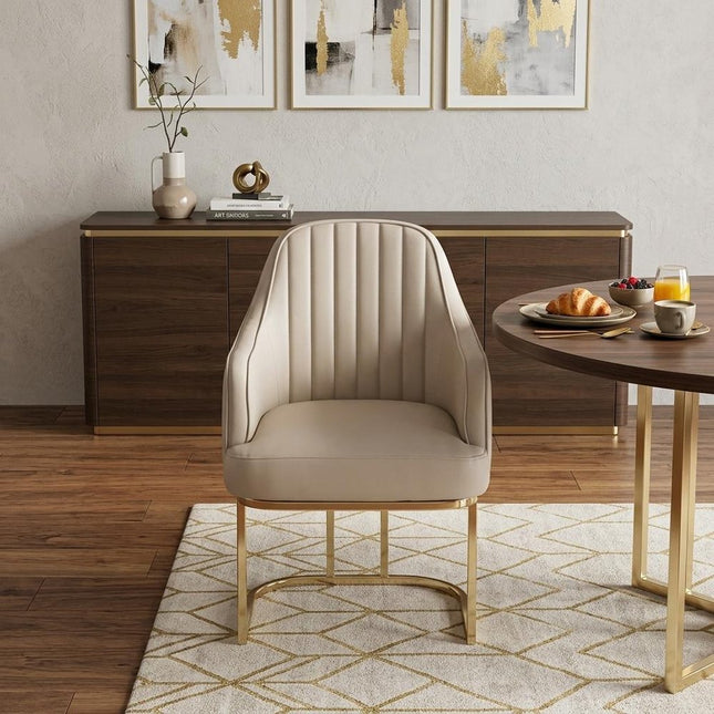 Gray and Gold Upholstered Fabric Dining Arm Chair HomeRoots