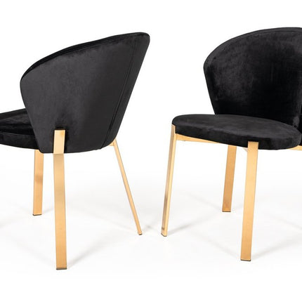 Set of Two Black and Champagne Upholstered Velvet Wing Back Dining Side Chairs HomeRoots