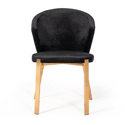 Set of Two Black and Champagne Upholstered Velvet Wing Back Dining Side Chairs HomeRoots