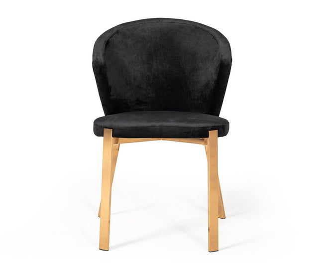 Set of Two Black and Champagne Upholstered Velvet Wing Back Dining Side Chairs HomeRoots