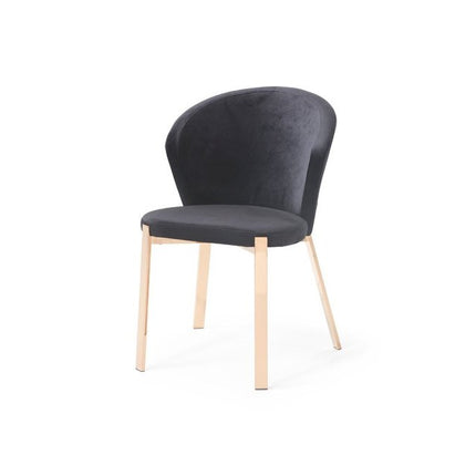 Set of Two Black and Champagne Upholstered Velvet Wing Back Dining Side Chairs HomeRoots