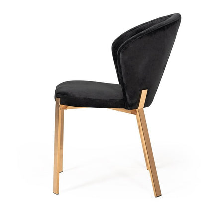 Set of Two Black and Champagne Upholstered Velvet Wing Back Dining Side Chairs HomeRoots
