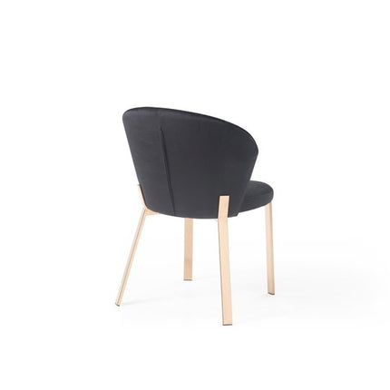 Set of Two Black and Champagne Upholstered Velvet Wing Back Dining Side Chairs HomeRoots