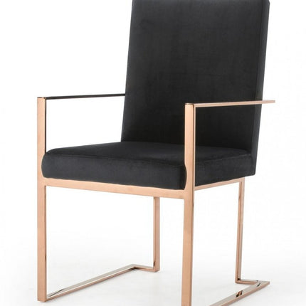 Black and Gold Upholstered Fabric Dining Arm Chair HomeRoots