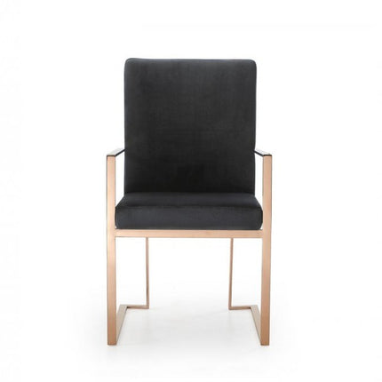 Black and Gold Upholstered Fabric Dining Arm Chair HomeRoots