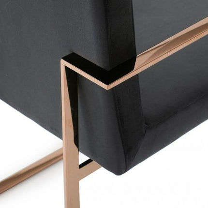 Black and Gold Upholstered Fabric Dining Arm Chair HomeRoots