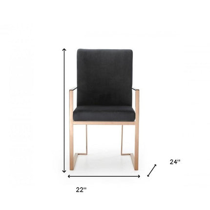 Black and Gold Upholstered Fabric Dining Arm Chair HomeRoots