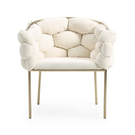 White and Brass Upholstered Fabric Dining Arm Chair HomeRoots