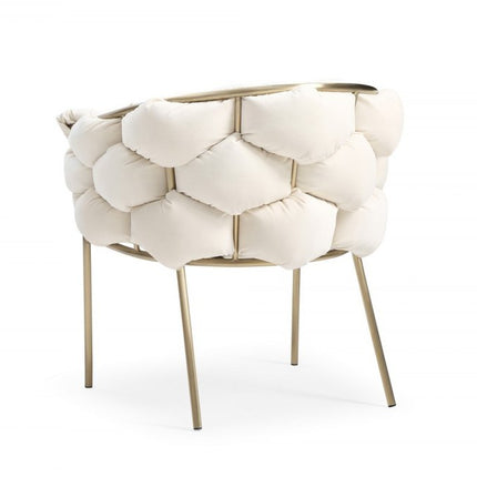 White and Brass Upholstered Fabric Dining Arm Chair HomeRoots