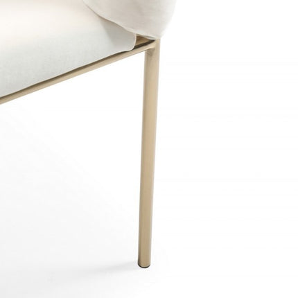 White and Brass Upholstered Fabric Dining Arm Chair HomeRoots