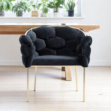 Black and Brass Upholstered Fabric Dining Arm Chair HomeRoots