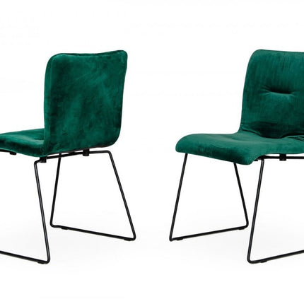 Set of Two Green and Black Upholstered Fabric Dining Side Chairs HomeRoots