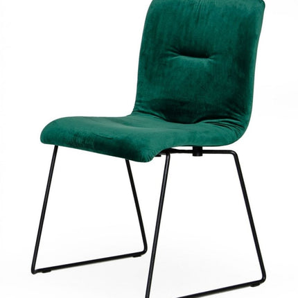 Set of Two Green and Black Upholstered Fabric Dining Side Chairs HomeRoots