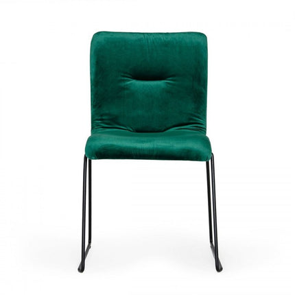 Set of Two Green and Black Upholstered Fabric Dining Side Chairs HomeRoots