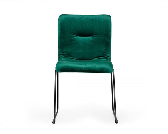 Set of Two Green and Black Upholstered Fabric Dining Side Chairs HomeRoots