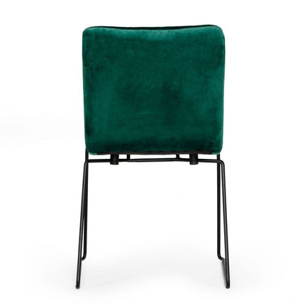 Set of Two Green and Black Upholstered Fabric Dining Side Chairs HomeRoots