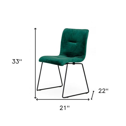 Set of Two Green and Black Upholstered Fabric Dining Side Chairs HomeRoots