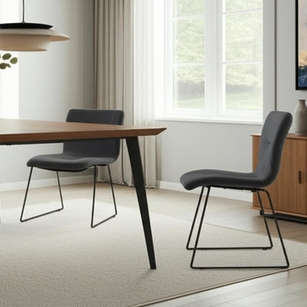 Set of Two Gray and Black Upholstered Fabric Dining Side Chairs HomeRoots
