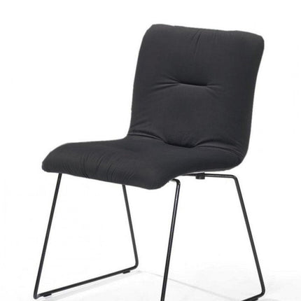 Set of Two Gray and Black Upholstered Fabric Dining Side Chairs HomeRoots