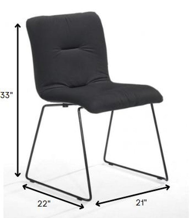 Set of Two Gray and Black Upholstered Fabric Dining Side Chairs HomeRoots