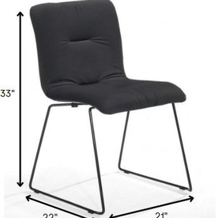 Set of Two Gray and Black Upholstered Fabric Dining Side Chairs HomeRoots
