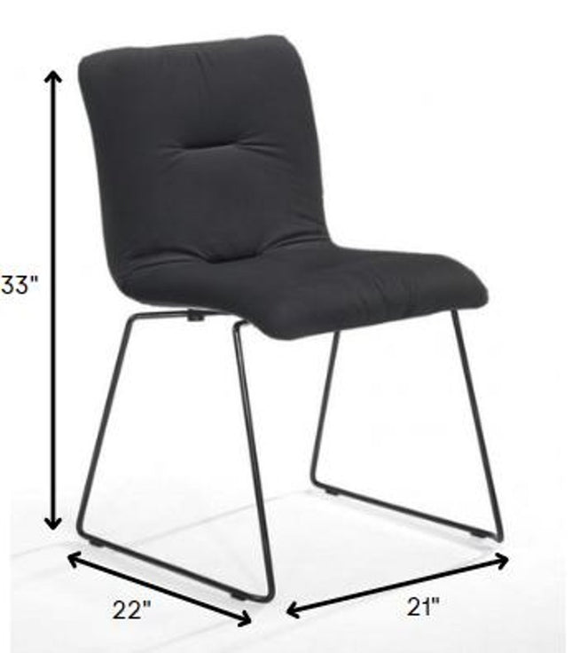 Set of Two Gray and Black Upholstered Fabric Dining Side Chairs