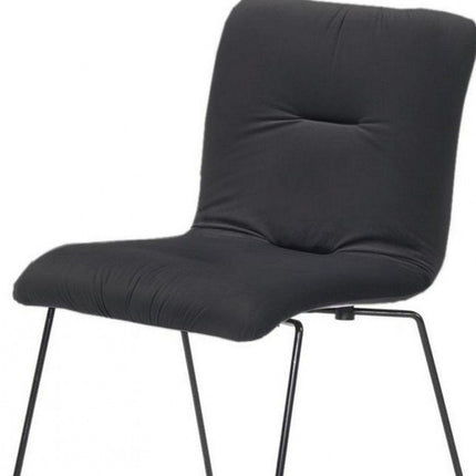 Set of Two Gray and Black Upholstered Fabric Dining Side Chairs HomeRoots