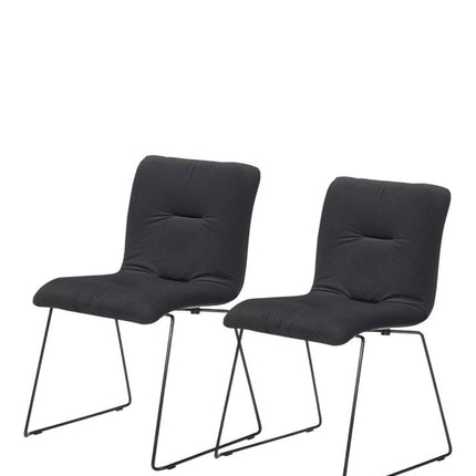 Set of Two Gray and Black Upholstered Fabric Dining Side Chairs HomeRoots