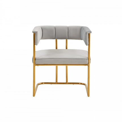Gray and Gold Upholstered Fabric Dining Arm Chair HomeRoots