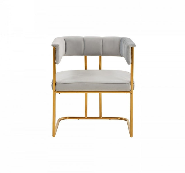 Gray and Gold Upholstered Fabric Dining Arm Chair HomeRoots