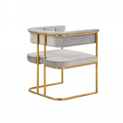 Gray and Gold Upholstered Fabric Dining Arm Chair HomeRoots