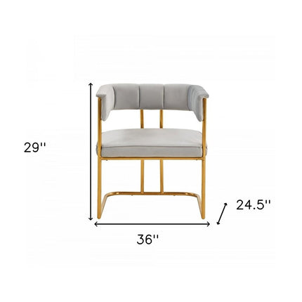 Gray and Gold Upholstered Fabric Dining Arm Chair HomeRoots