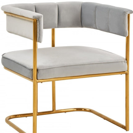 Gray and Gold Upholstered Fabric Dining Arm Chair HomeRoots