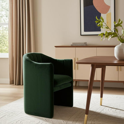 Green Upholstered Velvet Dining Arm Chair HomeRoots