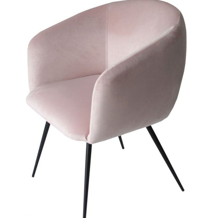 Pink and Black Upholstered Velvet Dining Arm Chair HomeRoots