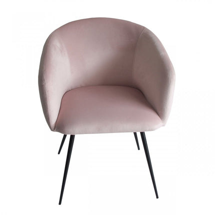 Pink and Black Upholstered Velvet Dining Arm Chair HomeRoots